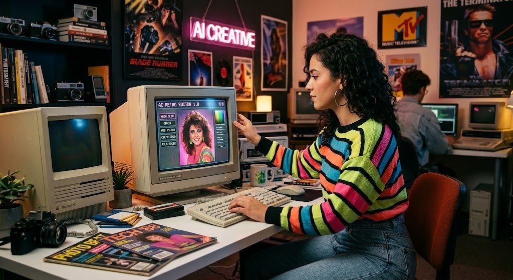 1980s trend photo prompt before and after example