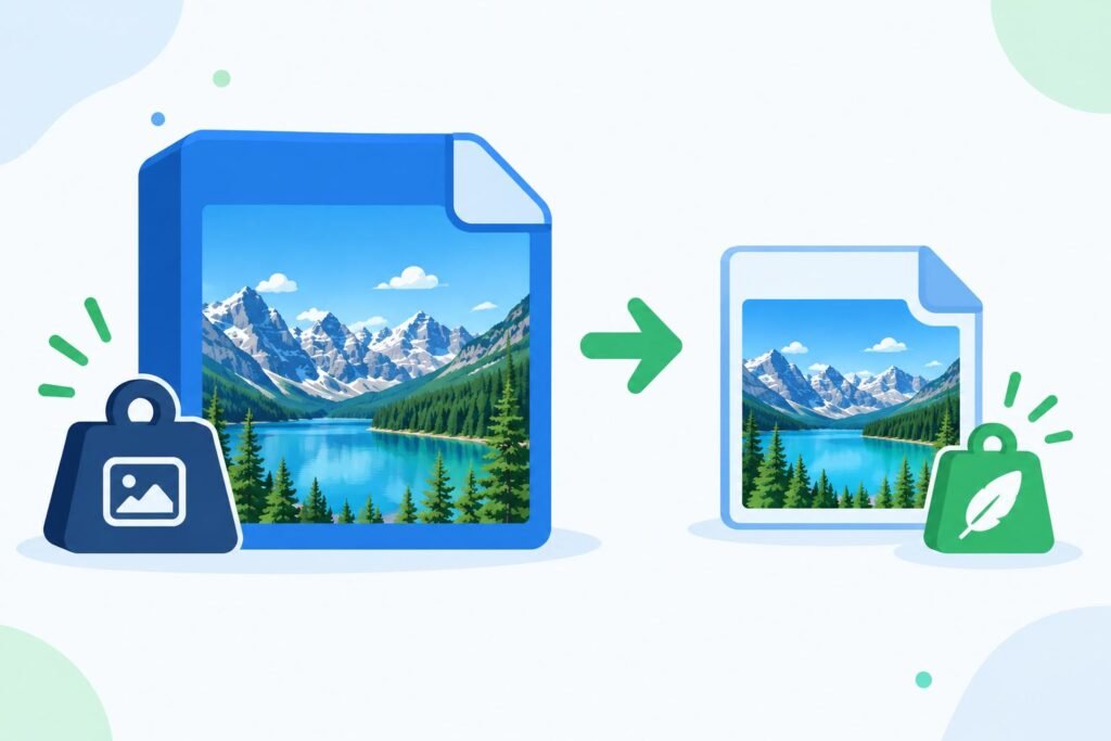 Image compressor reducing a large photo to a smaller file size