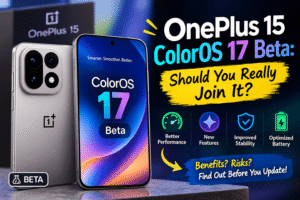 OnePlus 15 phone showing the ColorOS 17 beta, ahead of the India open beta